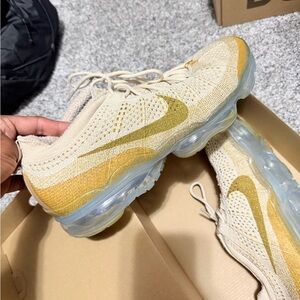 Nike Cream and Gold Sneakers with VaporMax Sole